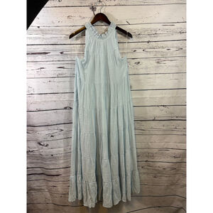 Women's Indigo Soul Light Blue Tiered Halter Maxi Dress Size L